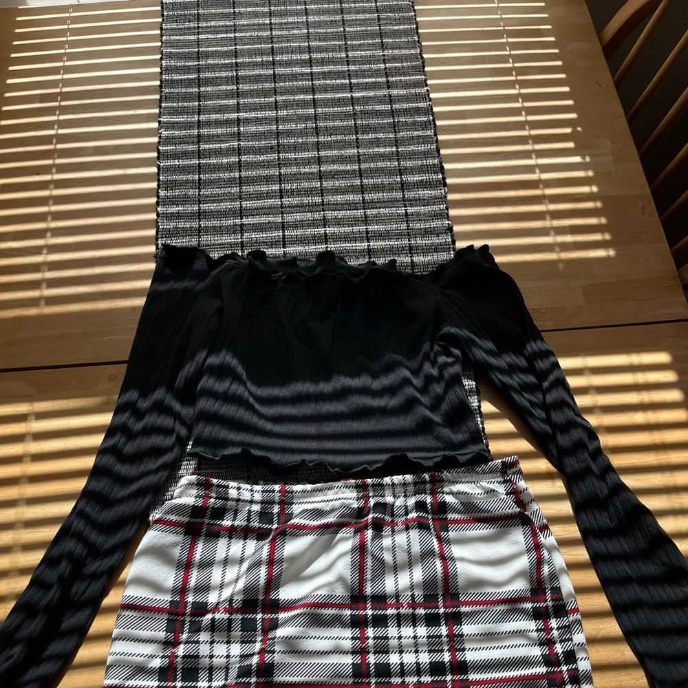 SHEIN top and skirt